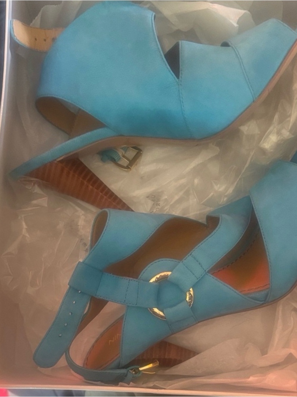 Nine West Turquoise Open-Toe Heel Sandals
